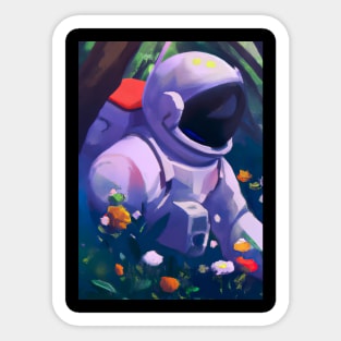 Astronaut in Flowers Sticker